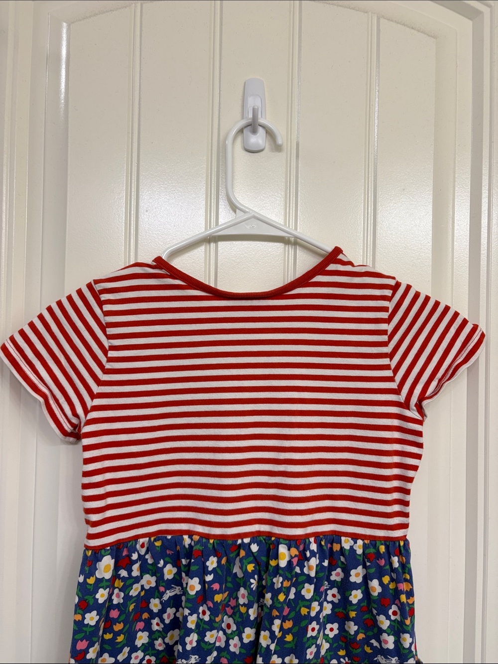 Hanna Andersson Red & Blue Floral Mixed-Print Dress Stripes, flowers, bunnies - Picture 9 of 10